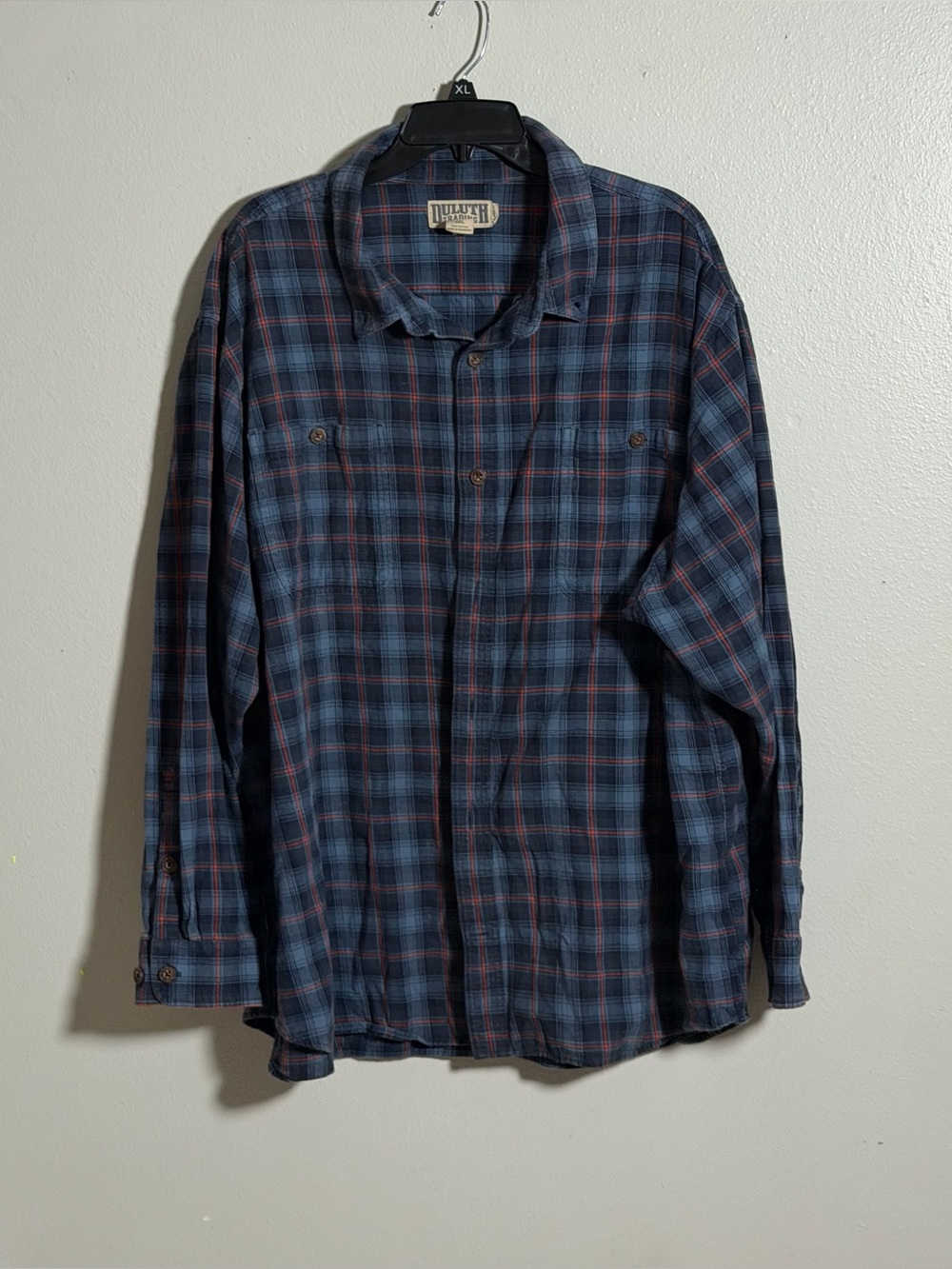 Duluth Trading Co. Men Relaxed‎ Fit Blue Plaid Flannel Shirt Long Sleeve 3XL
